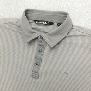 Travis Mathew Polo Shirt Mens‎ XL Gray Striped Golf Casual Cotton Polyester